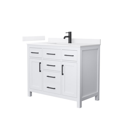 Meuble-lavabo simple autoportant de 42 po avec plateau en quartz Beckett