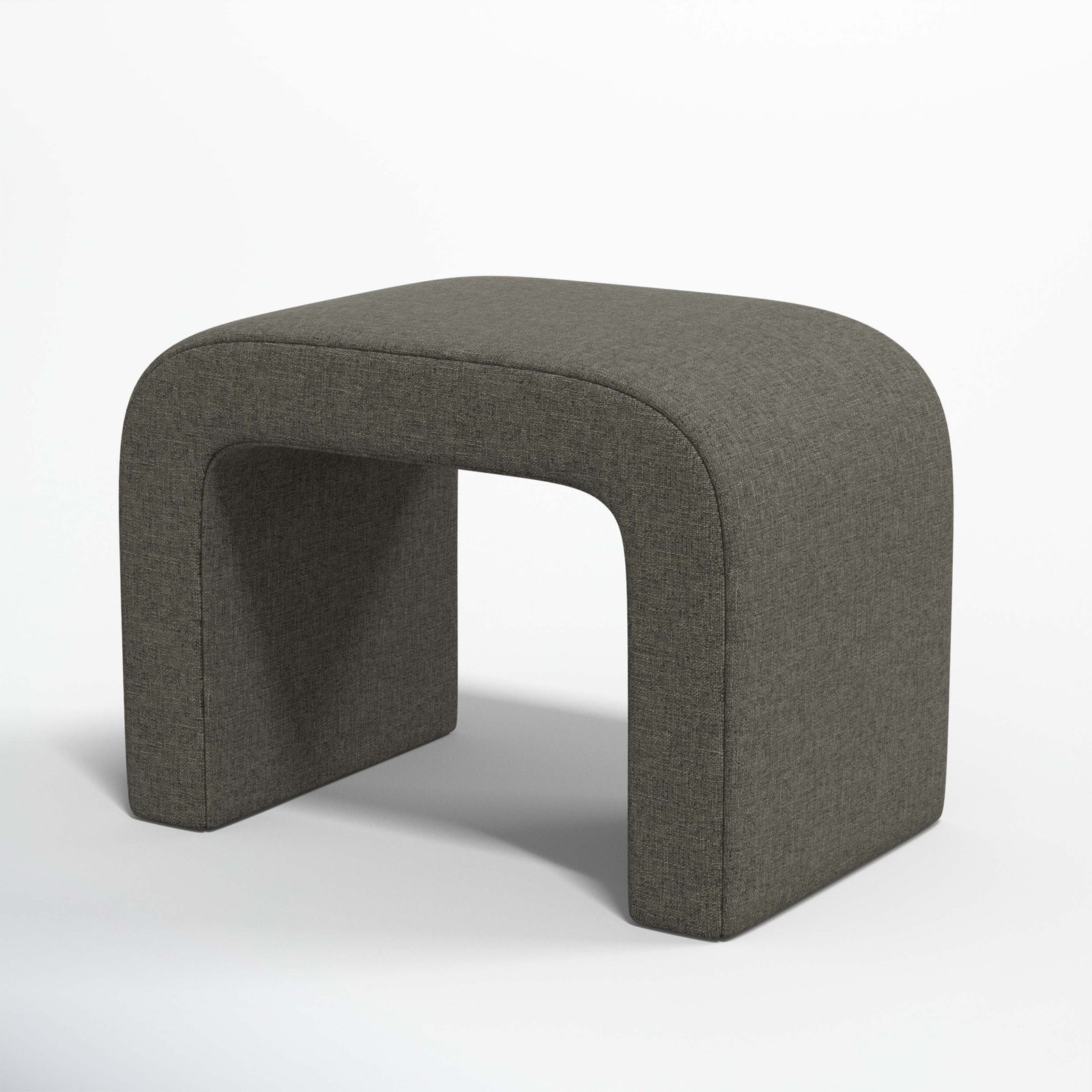 Barley 28" Wide Standard Ottoman, Zuma Charcoal Textured Linen