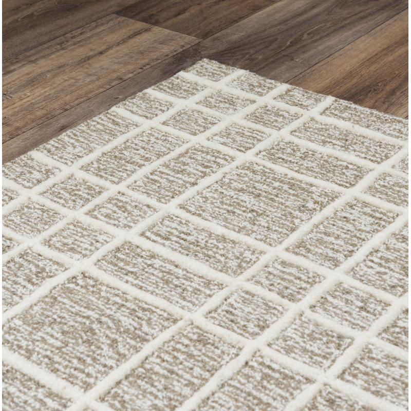Tapis brun en laine touffeté à la main Alec, Rectangle 7 pi 9 po x 9 pi 9 po