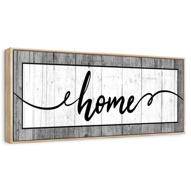 Plaque murale typographique en bois, Cadre flottant en bois naturel, 57 po x 19 po