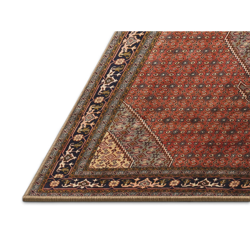 Tapis traditionnel rouge / brun, Rectangle 2 pi x 5 pi