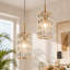 Luminaire suspendu pour îlot de cuisine 1 lumière à intensité variable avec cylindre en cristal pour salle à manger (ensemble de 2)