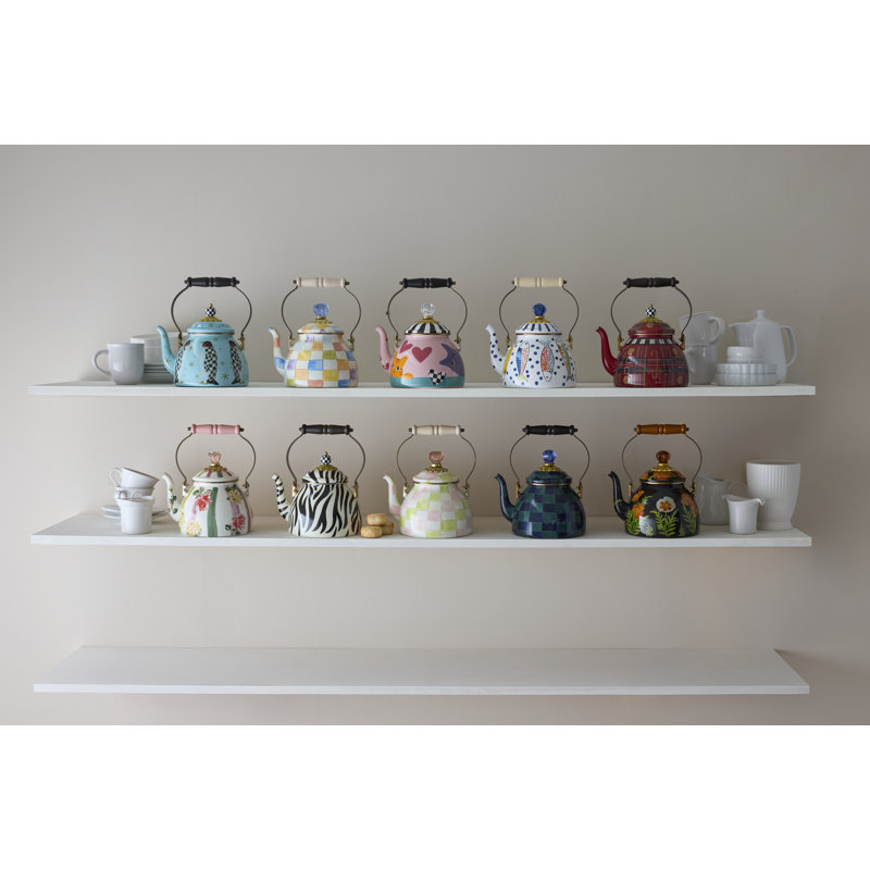 Confetti Check 2 Quart Tea Kettle, Pink/Blue/Green