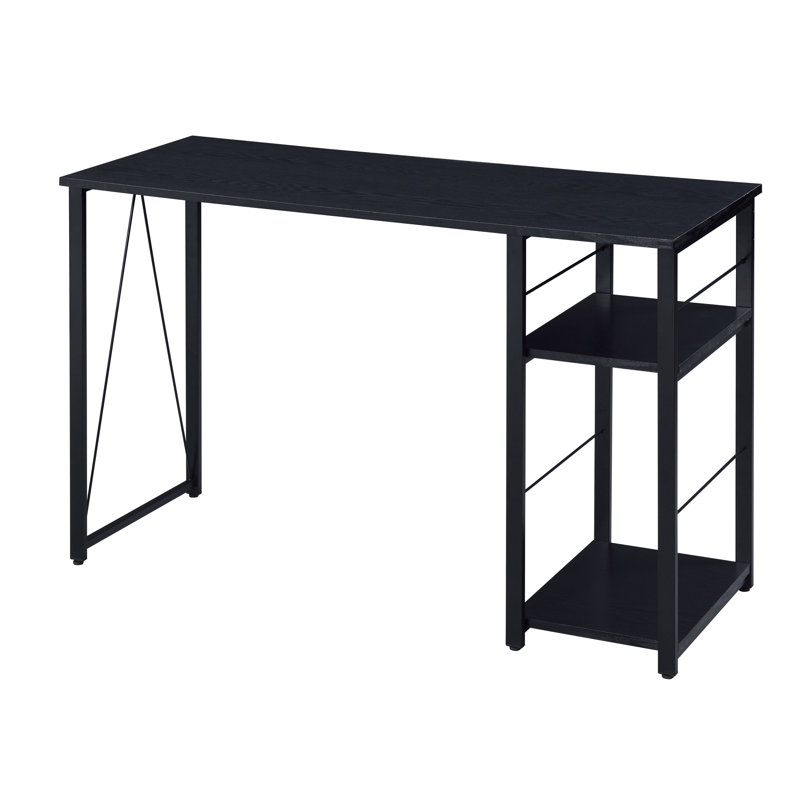Bureau d'écriture rectangulaire noir à 2 tablettes, Noir