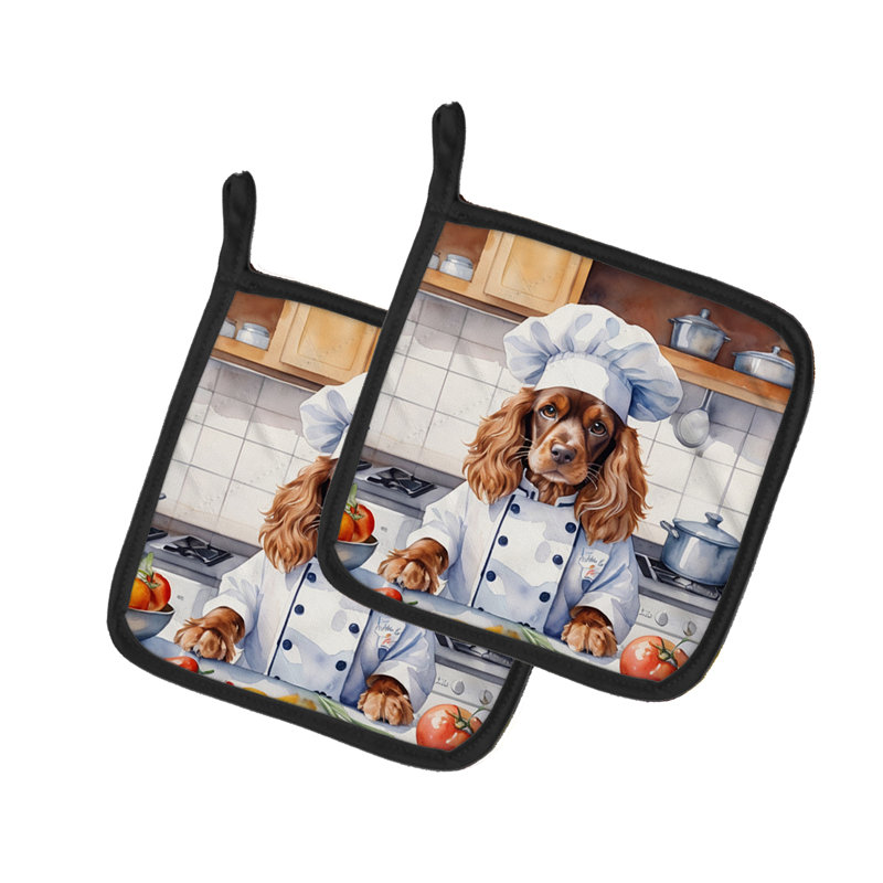Caroline's Treasures The Dog Chef Polyester Potholder Set