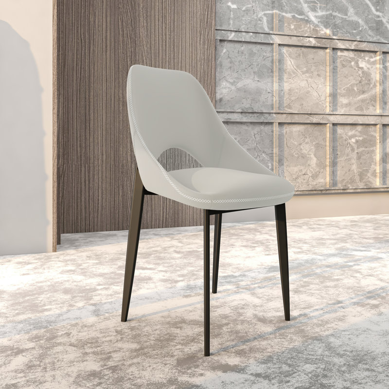 Newsom Modern Curved Open-Back Upholstered Dining Chair with Sturdy Iron Metal Legs, Heavy-Duty 440 lb. Weight Capacity - Perfect for Dining Room, Kitchen, or Vanity