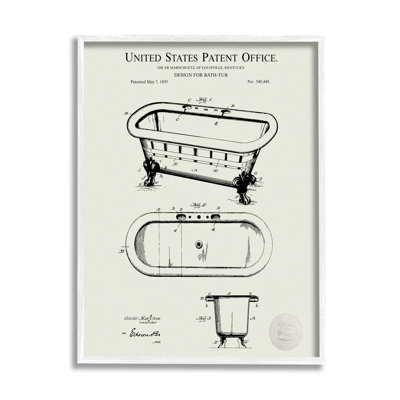 " Vintage Tub Bathroom Diagram " by Karl Hronek