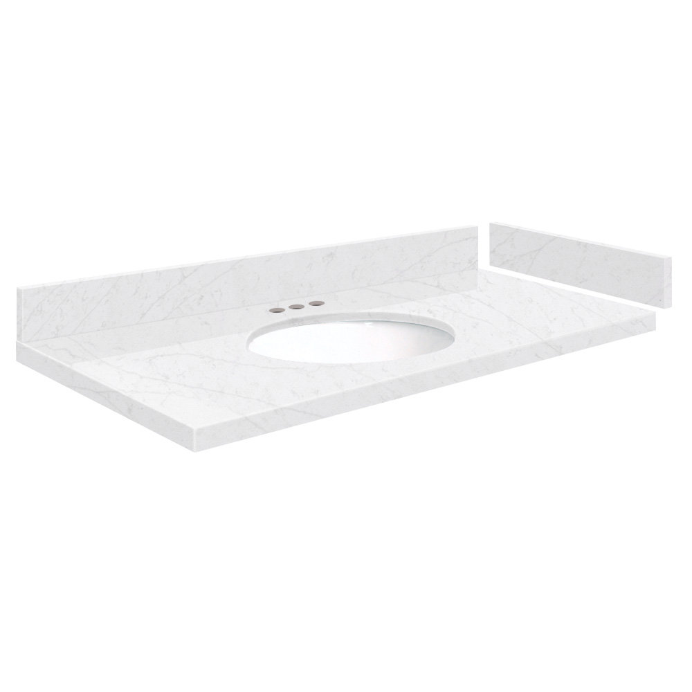 43.5 in. Quartz Vessel Vanity Top in Natural White with Single Hole in 1  Hole-Rectangular Vessel VT43.5x22-1RV-4W-A-W-1 Online 