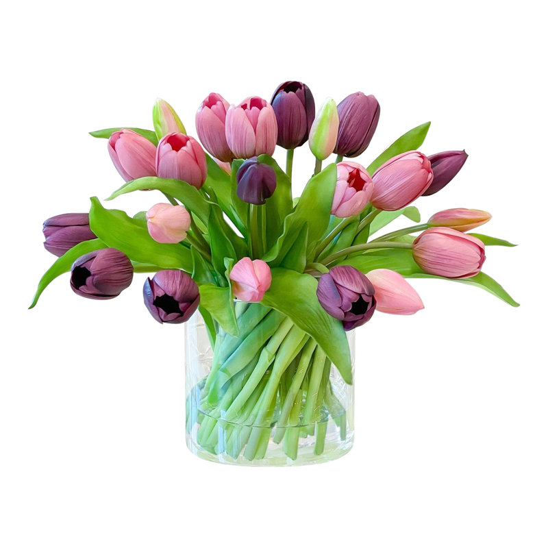 Tulipes en vase, Mauve / rose