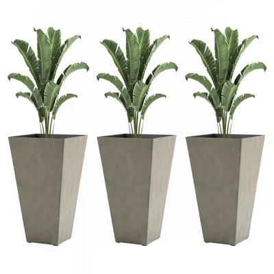 Ensemble de 3 grands pots Shaea d'Outsunny pour l'intÃ©rieur et l'extÃ©rieur, avec systÃ¨me de drainage, parfaits pour le porche, la cour et la terrasse, en noir