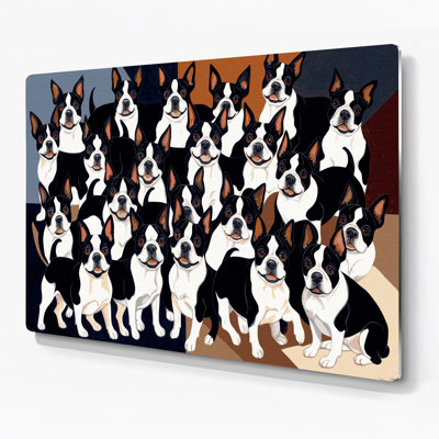 Dogs Boston Terrier Purple Metal Wall Art