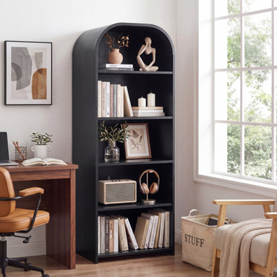 5-tier Curved Top Record Player Stand With Vinyl Storage