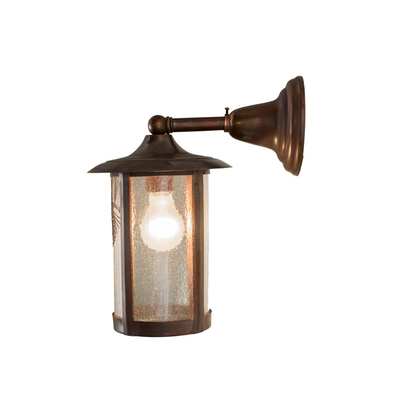 1 - Light Outdoor Wall Lantern, Clear Seedy, Vintage Copper