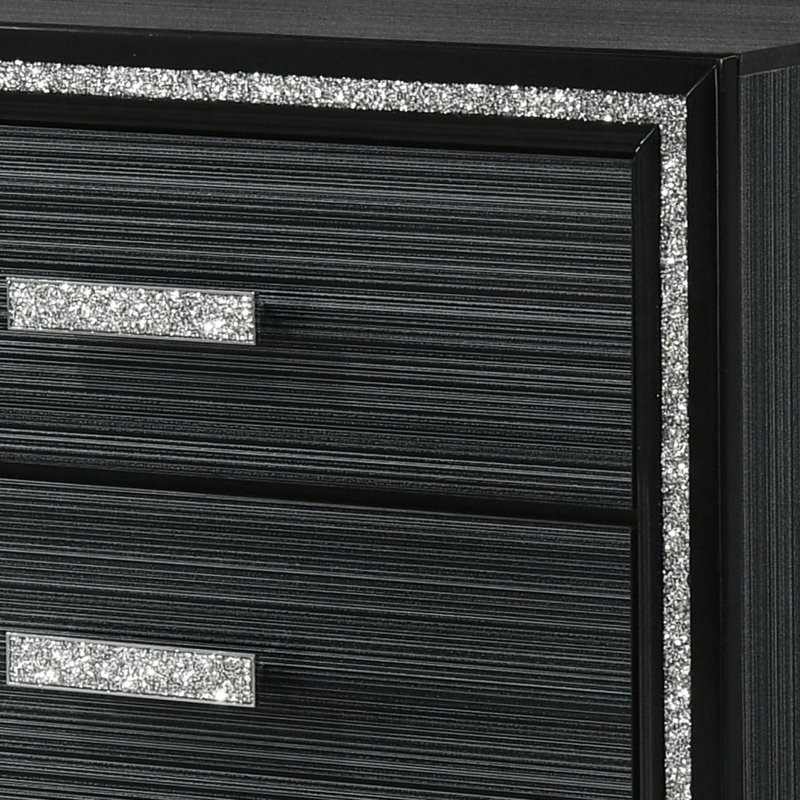 Élégante table de chevet au fini noir - l 28 po x H 26 po, 2 tiroirs synthétiques spacieux pour une chambre organisée et un look élégant