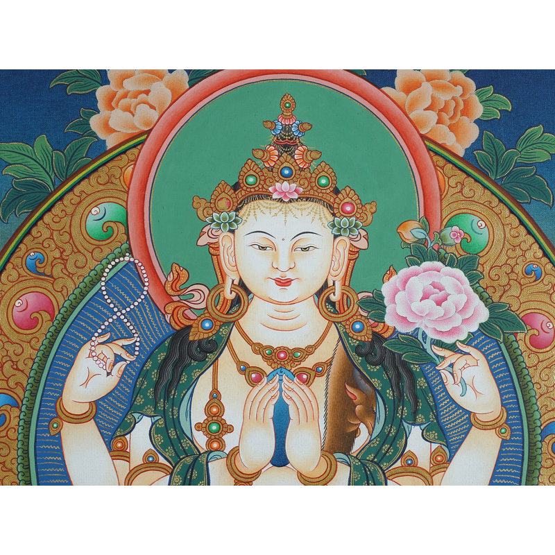 Thangka sans tibétain Chenrezig (Avalokiteshvara)