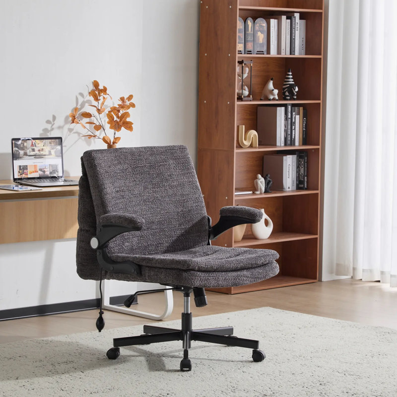 Fauteuil de bureau de 31,9 po de large avec pieds croisés, Gris foncé