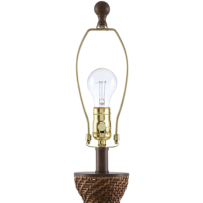 Clarece Wicker/Rattan Table Lamp, Dark Brown