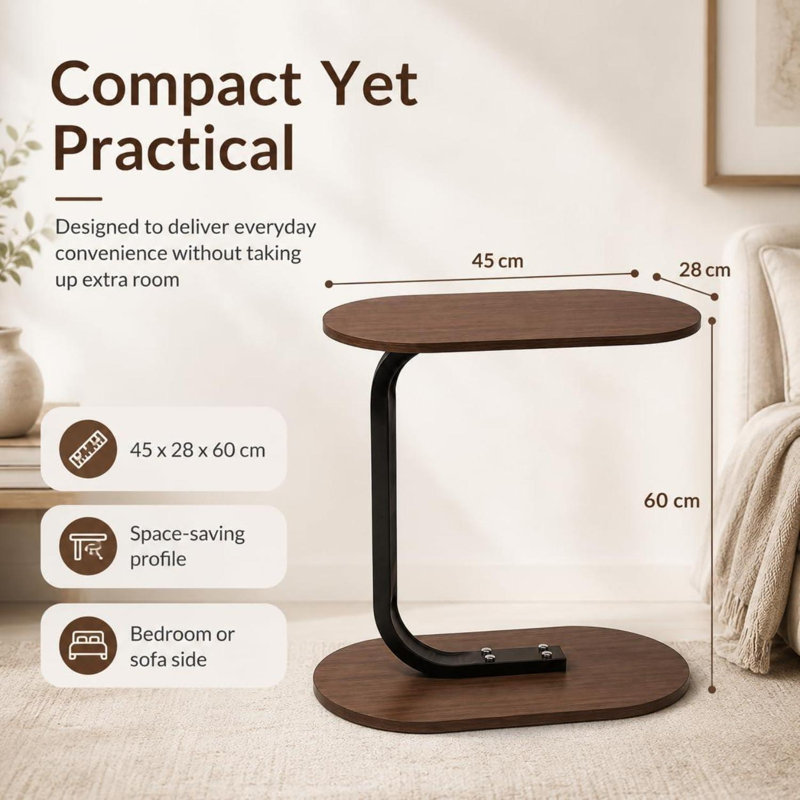 45 cm W Bedside Table, Brown