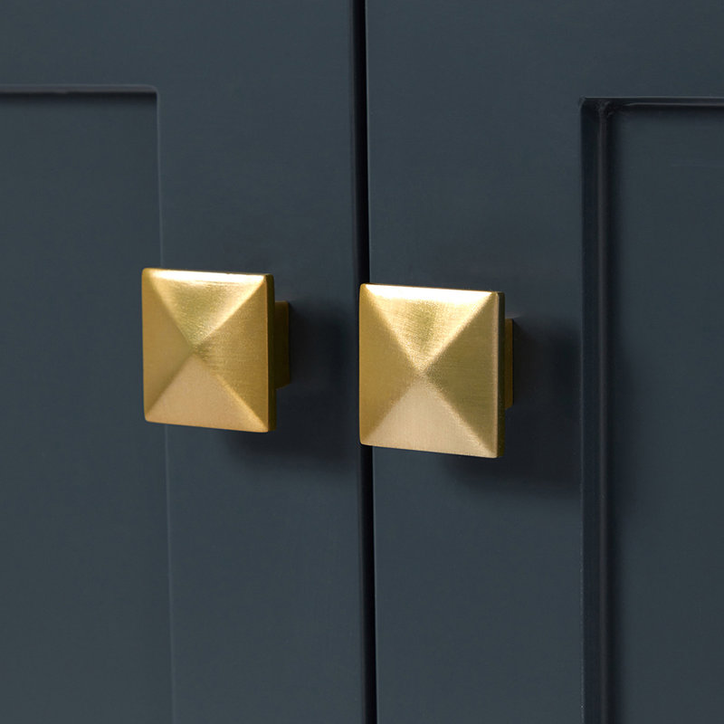 Ariel Cambridge 36 In. Right Offset Vanity With 2 In. Carrara Marble Countertop, Satin Brass, Midnight Blue