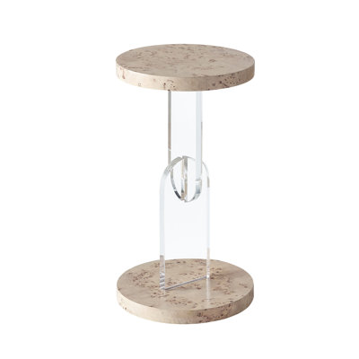 12" Burl and Acrylic Side Table
