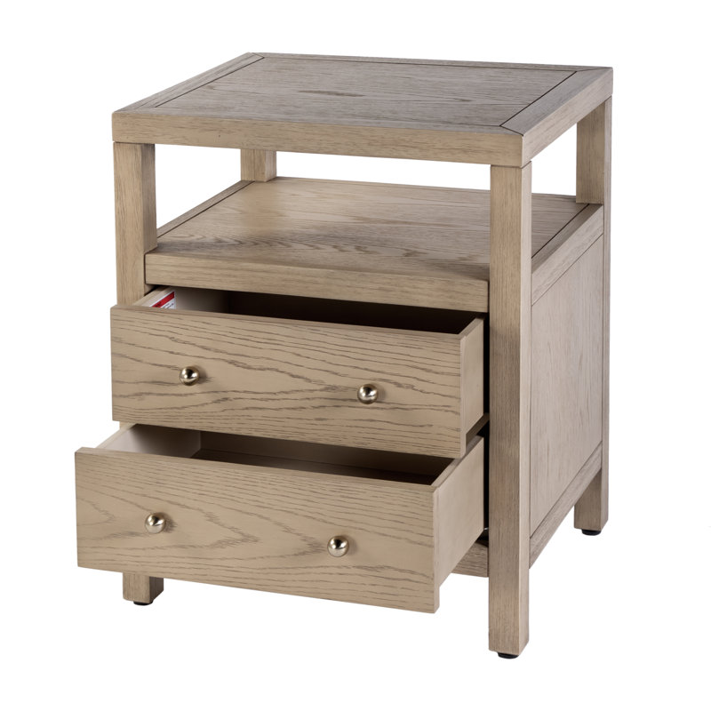 Nora 2-Drawer Nightstand, Light Oak