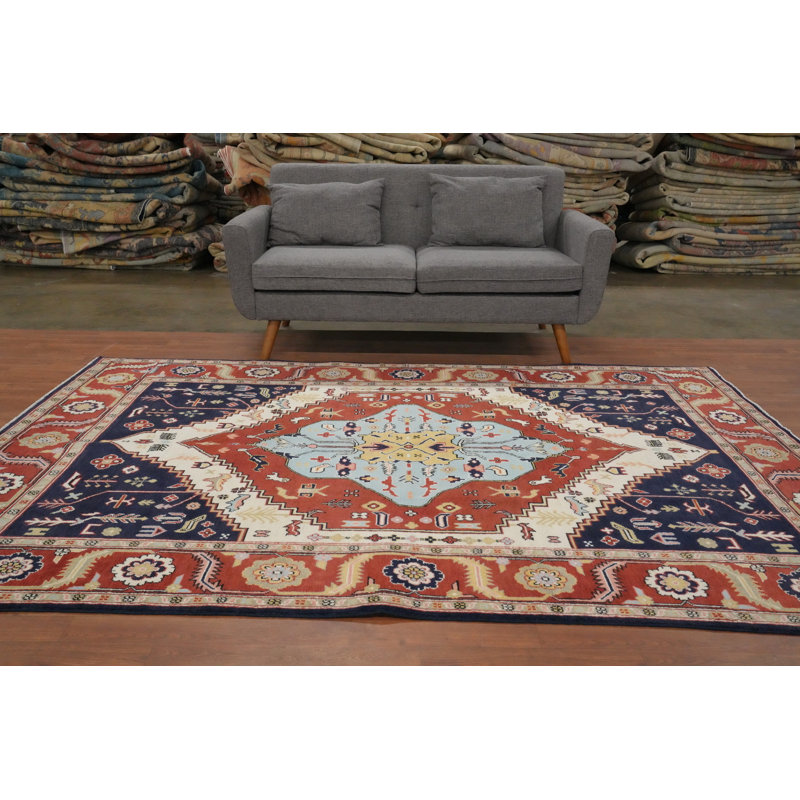 Tapis traditionnel fabriqué à la main à teinture végétale 6 x 9