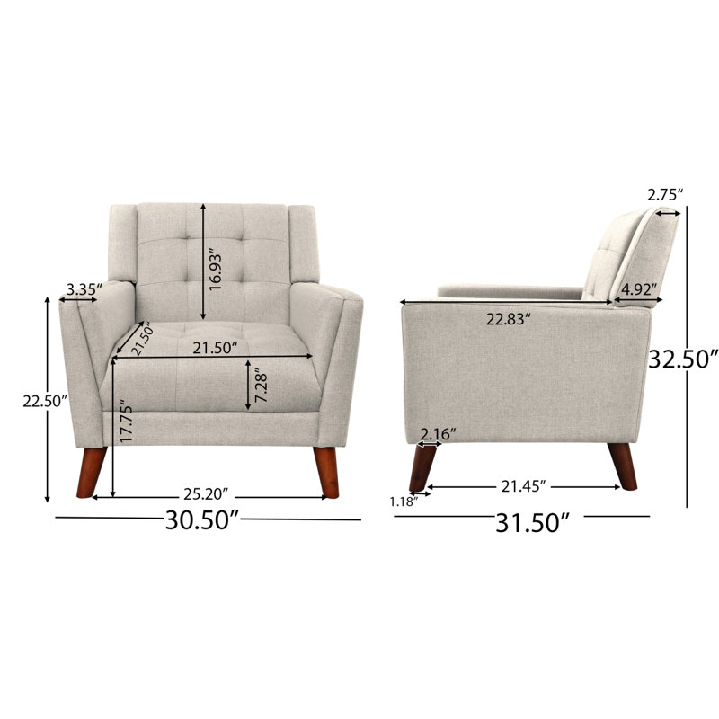 Fauteuil Mid-Century moderne, Beige