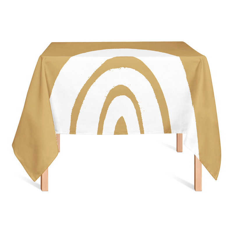 Orange And White Rainbows Tablecloth, 58" L x 58" W