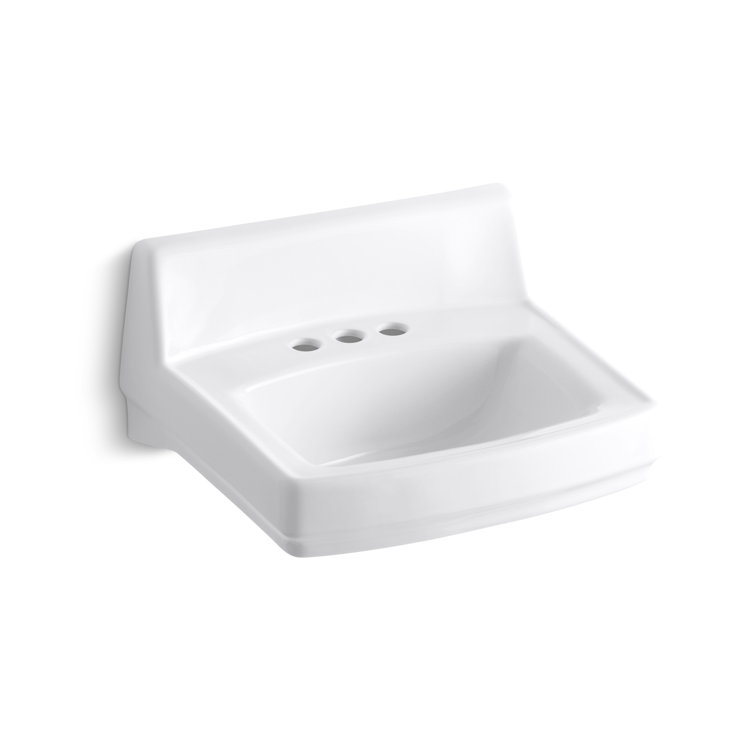Greenwich Vitreous China Rectangular Wall Mount Bathroom Sink with Overflow