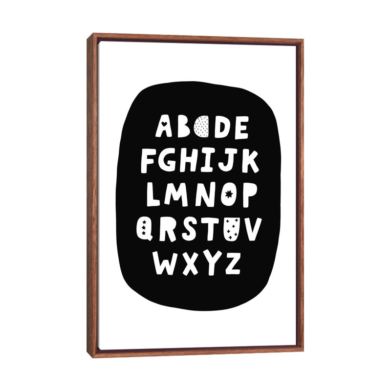 ABC Black Bubble - reproduction d'art textuel, H 40 po x l 26 po x P 1,5 po, Toile avec cadre brun, Pas de tapis