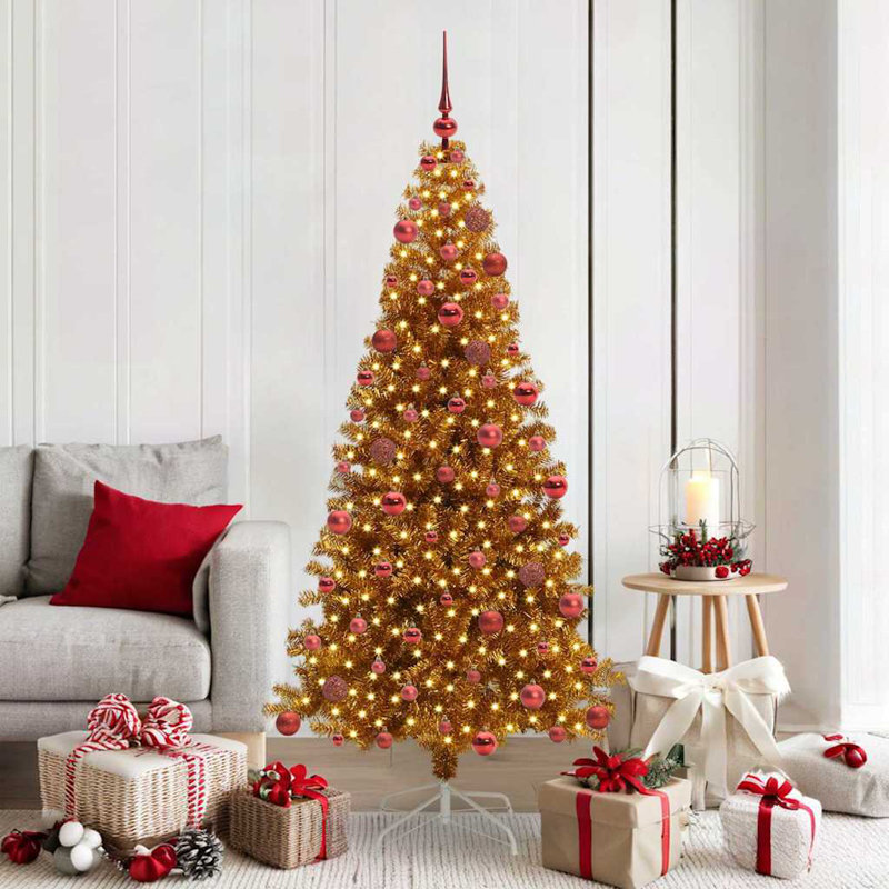 vidaXL Christmas Tree with 150 LEDs with Stand Gold PET, 5.91 ft