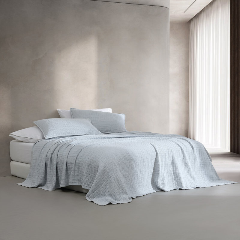 Taie décorative de couleur unie 100% coton, Bleu clair, Grand