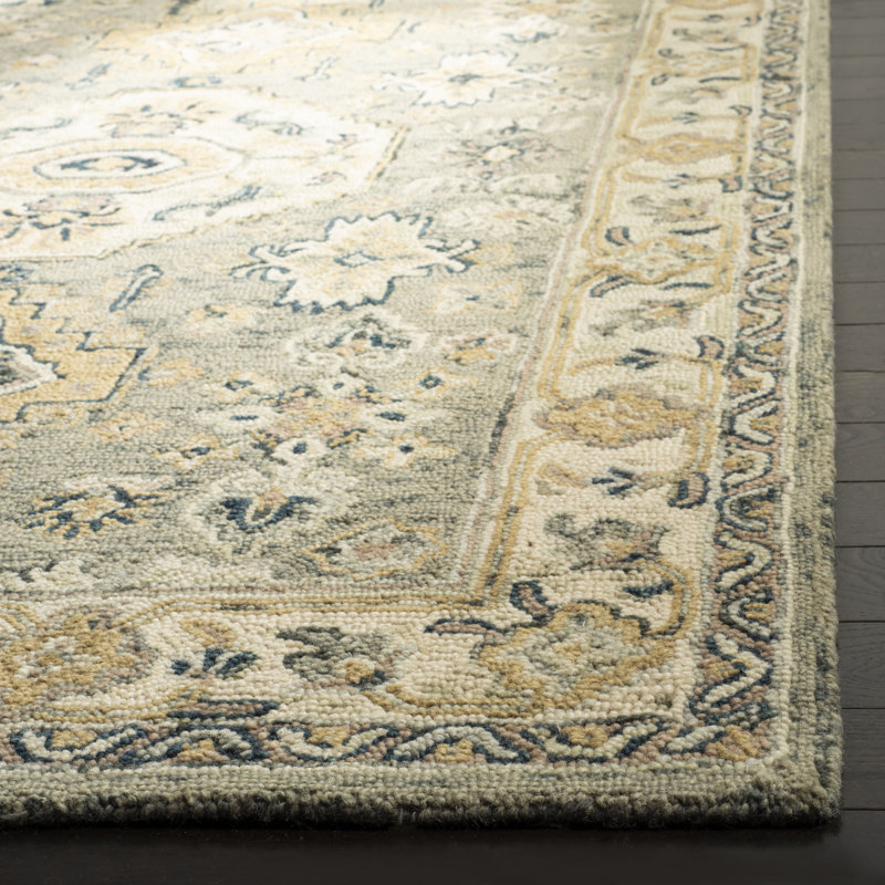 Tapis oriental en laine touffeté à la main Vahakn, Carré 3 pi