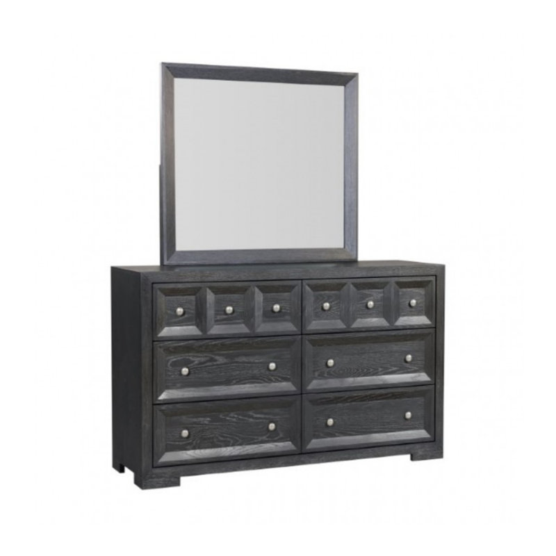 Commode 6 tiroirs avec miroir Pearson, Weathered Black