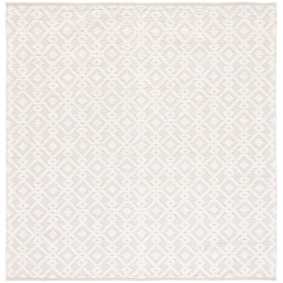 Tapis en laine et coton ivoire à motif géométrique tissé à la main Vermont