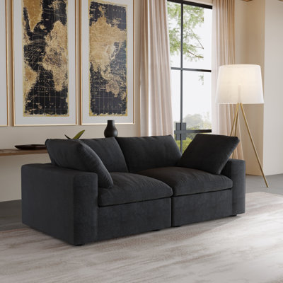 Kenda Tenia 80'' Linen Slipcovered Modular Sofa