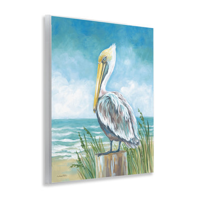 Plaque murale Pelican perchée près du rivage, design par Diane Kater