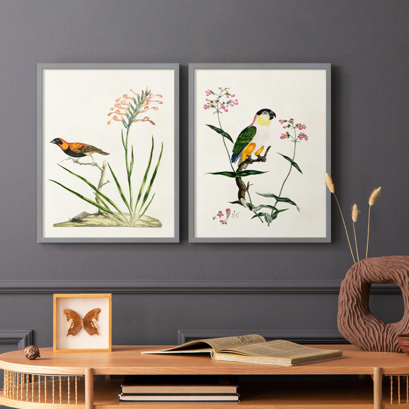 Oiseau dans l'habitat III - reproduction encadrée de qualité supérieure - prête à être accrochée - aucun clou requis - aucun clou requis