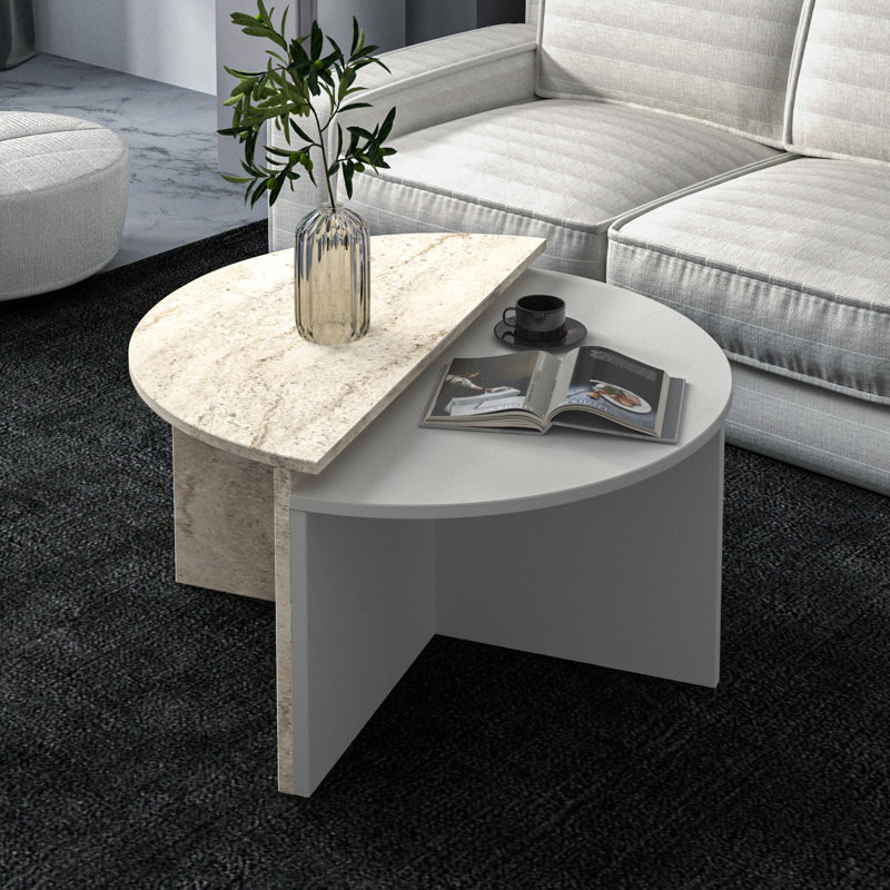 Table basse, Gris / travertin