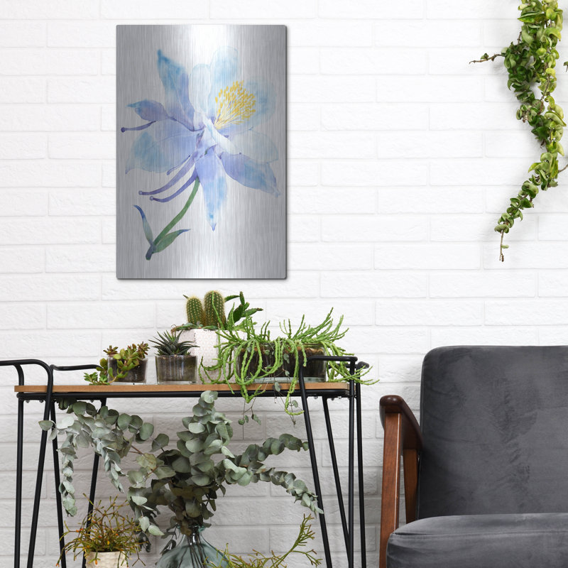 Art mural luxueux «Columbine Bloom I» par Tim O'Toole, art mural en métal, H 16 po x l 12 po
