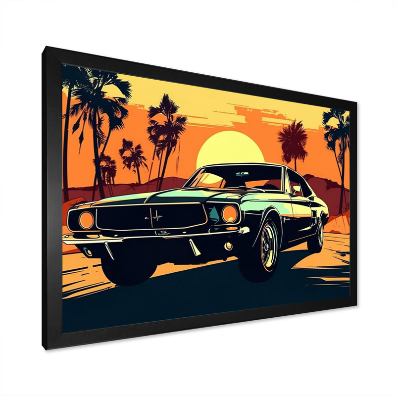 80S Groovy Cars IV - Retro Car, reproduction d'art mural, Cadre noir, H 12 po x l 20 po x P 1 po