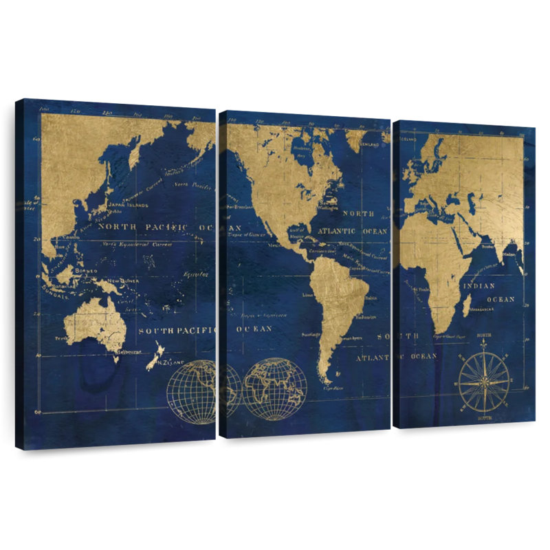 Carte du monde Aligo, H 48 po x l 74 po