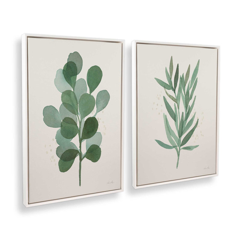 Ensemble d'impressions Green Leaf, Cadre flottant blanc opaque, H 19 po x l 26 po