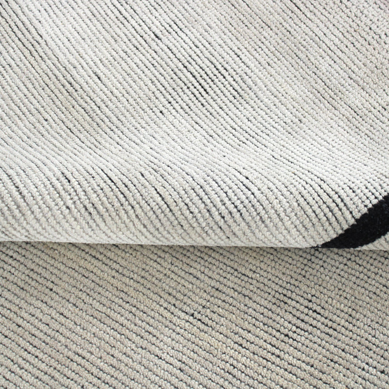 Ivory Charcoal Contemporary Wool Rug - 8'2" x 10'