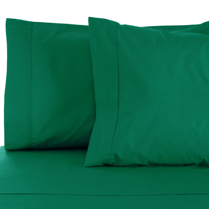 Taie d'oreiller unie en coton égyptien Edmont, Très grand lit, Vert