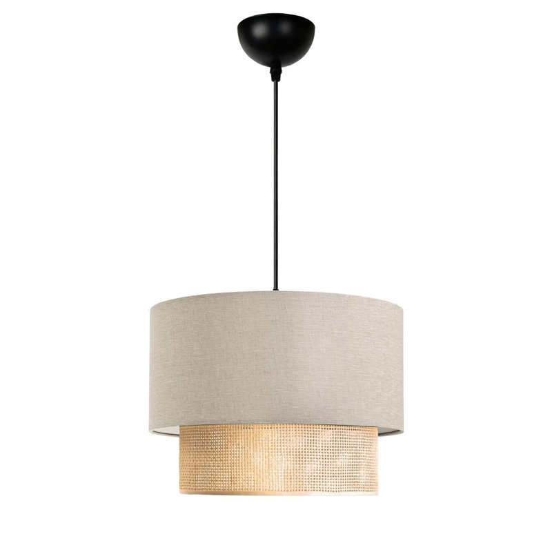 Lustre élégant en tissu crème, abat-jour 30 x 25 cm | Hauteur totale: 27,6 pouces | 1 x douille E 27, 40 W maximum | Parfait pour le salon, la salle à manger et le vestibule | Solution d'éclairage élégante et fonctionnelle