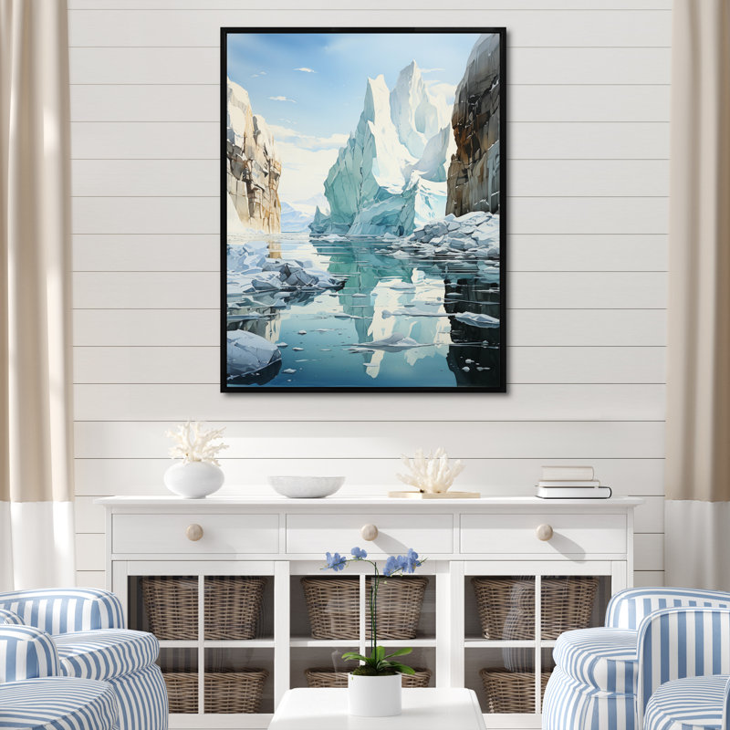 «Teal Iceberg», impression sur toile, H 20 po x l 12 po x P 1 po, Cadre flottant noir