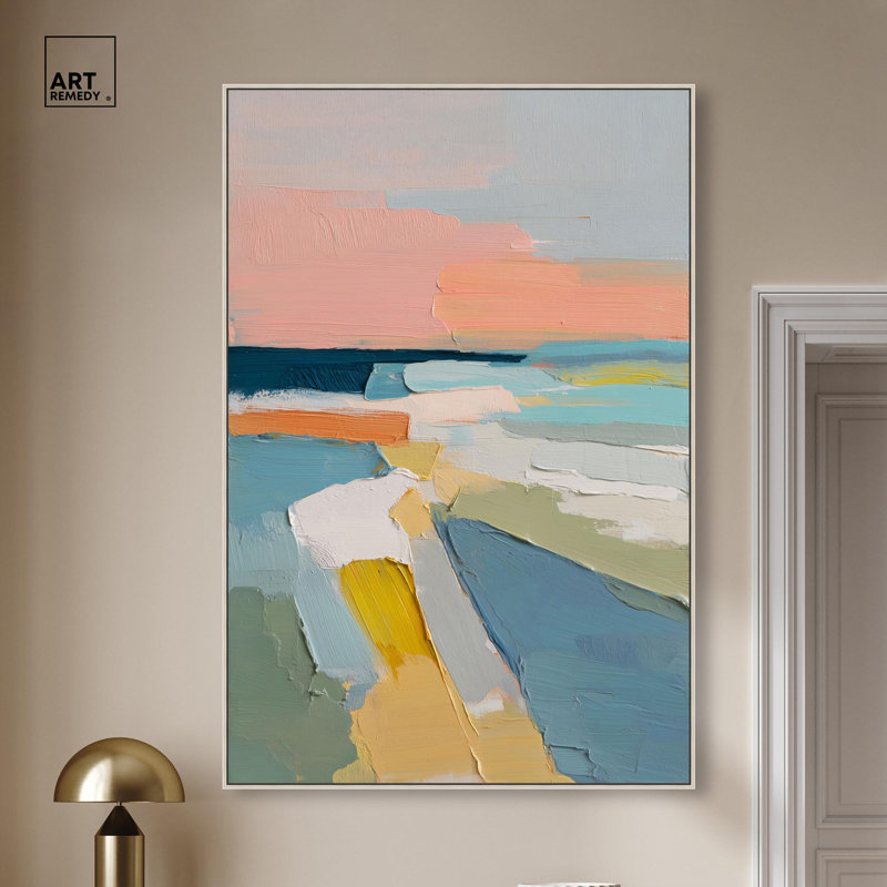 Grande décoration murale Pastel Fields III par Art Remedy, cadre argenté, 36 x 54, H 55 po x l 37 po, Cadre argenté