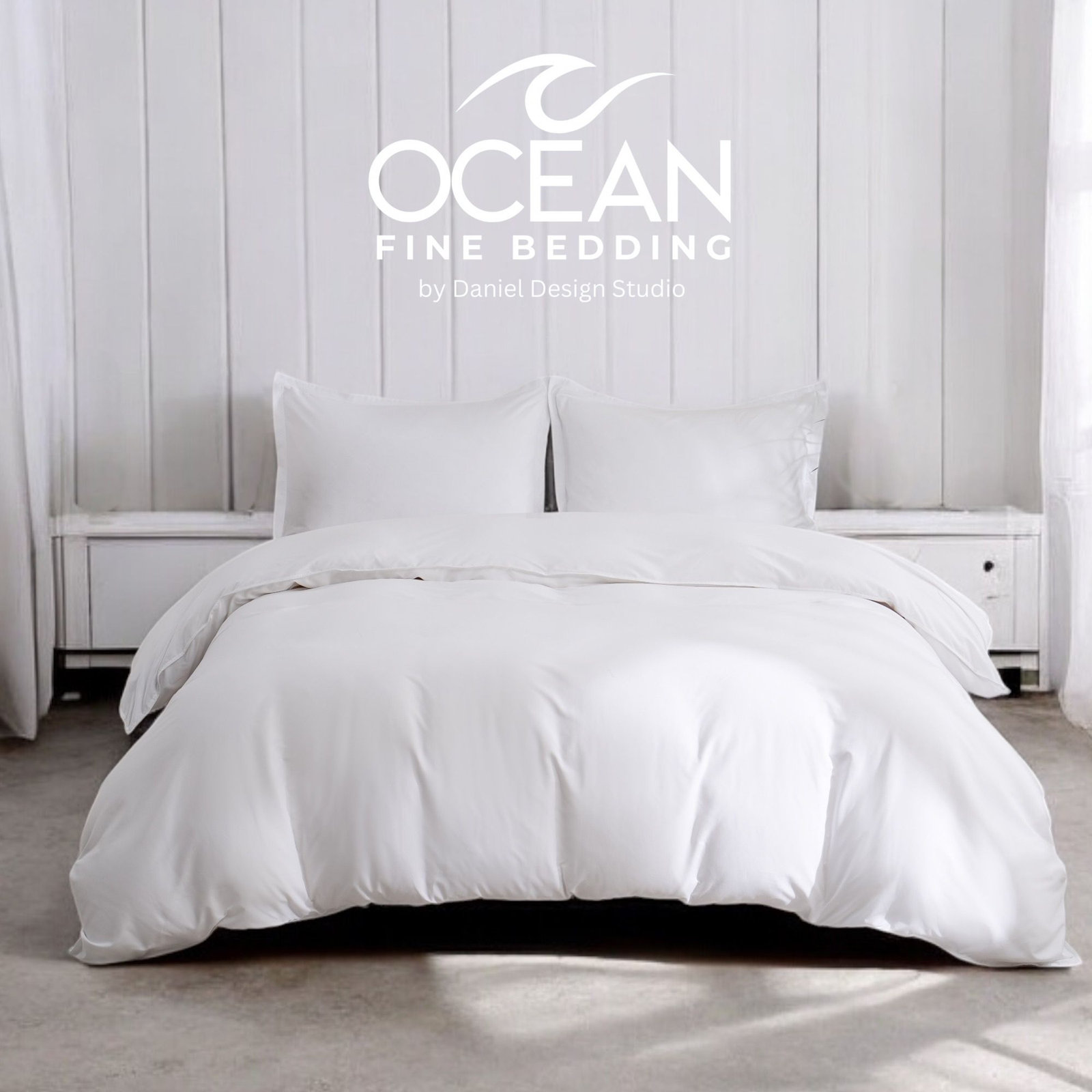 OCEAN FINE BEDDING Microfiber Duvet Cover Set, White, Twin Duvet Cover + 1 Queen Sham