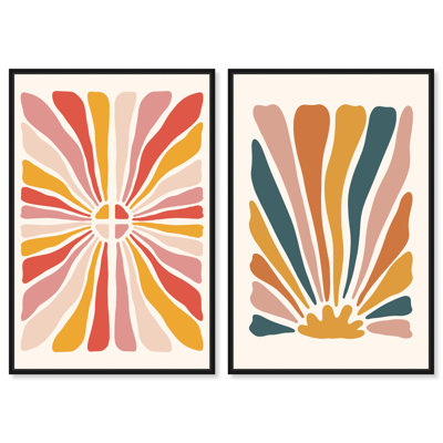 «Radiant Petals Duet», reproduction d'art sur toile par Art Remedy, cadre noir, 16 x 24